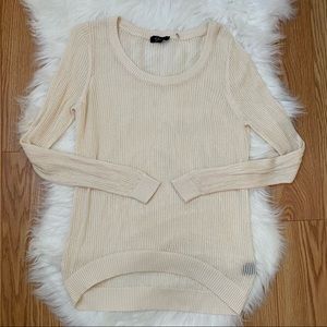 CYRUS Knits Open Sheer Knit Long Sleeve Cream Pullover Sweater 100% Rayon Medium